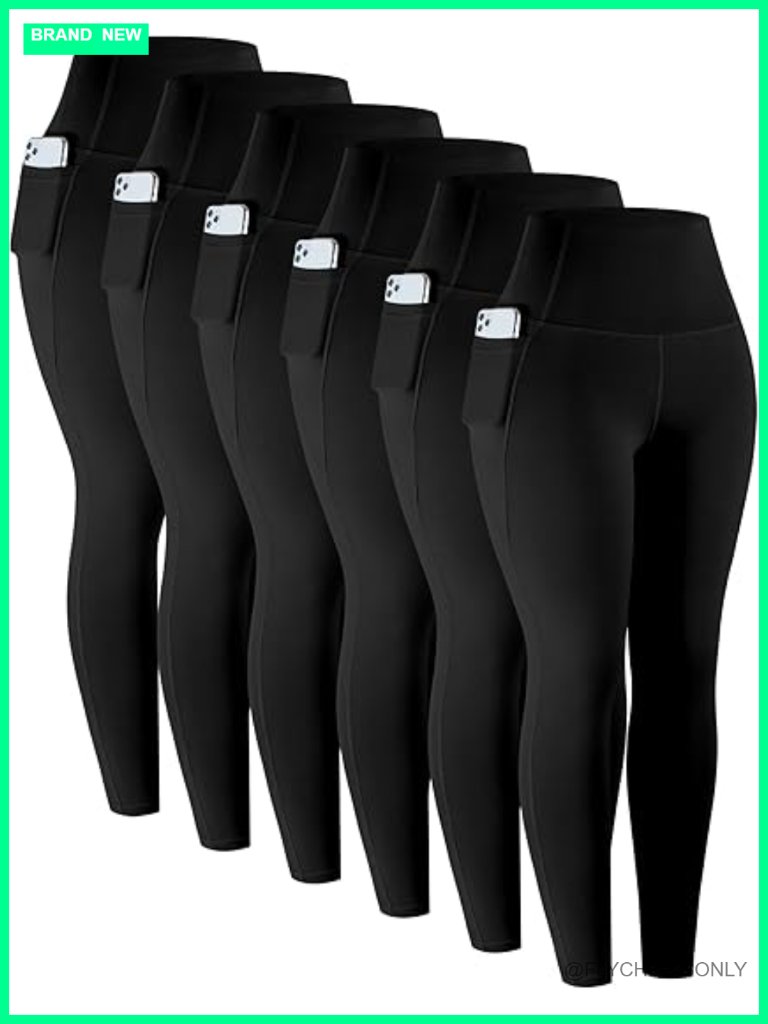 6 Pack High Waisted Tummy Control Workout Leggings With Pockets